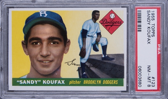 1955 Topps #123 Sandy Koufax Rookie Card – PSA NM-MT 8